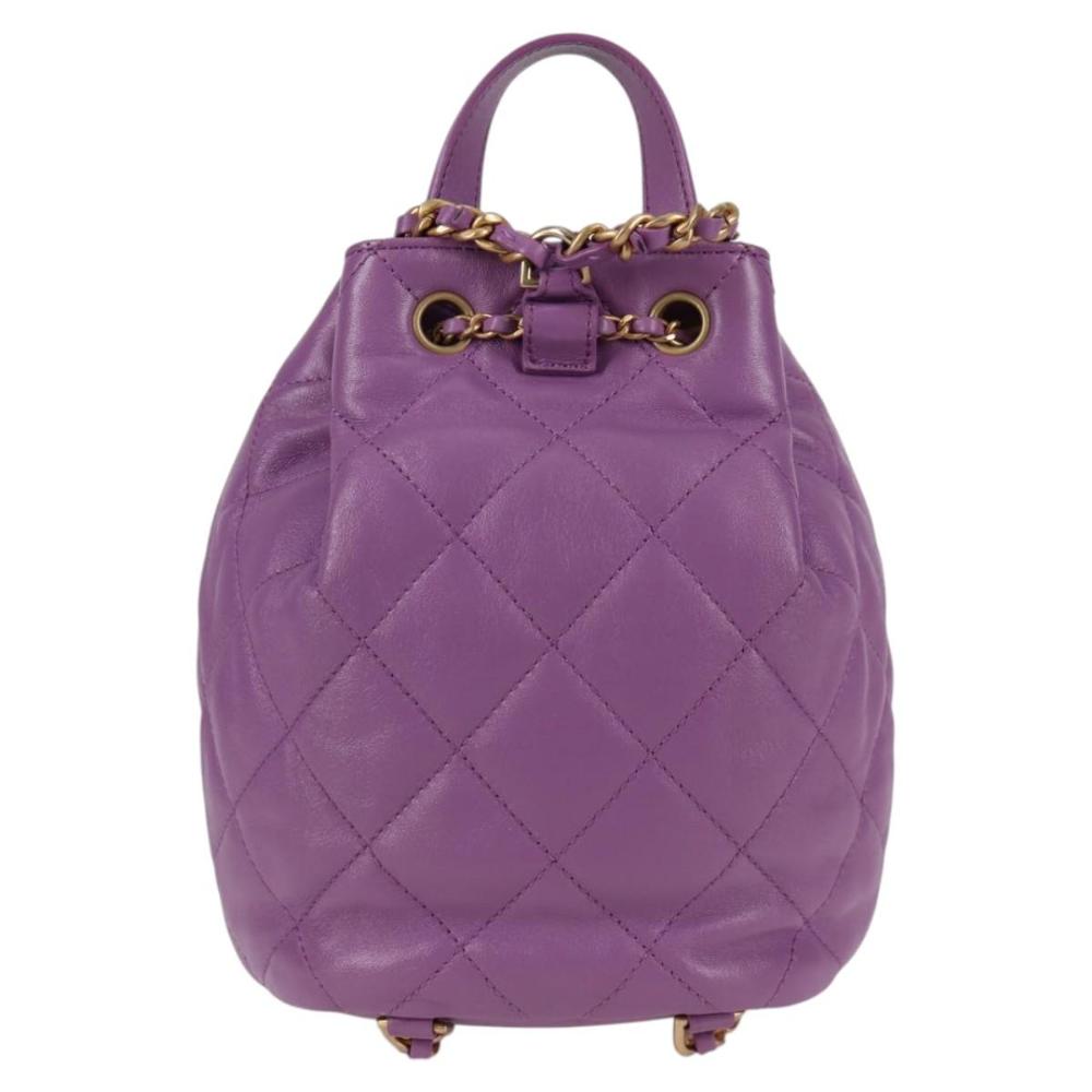 Purple Leather Chanel Backpack