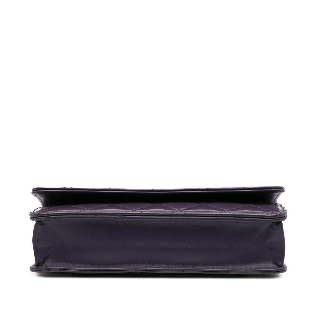 Purple Leather Chanel Wallet On Chain
