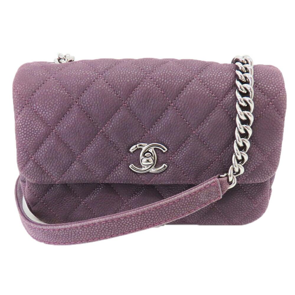 Purple Leather Chanel Crossbody Bag