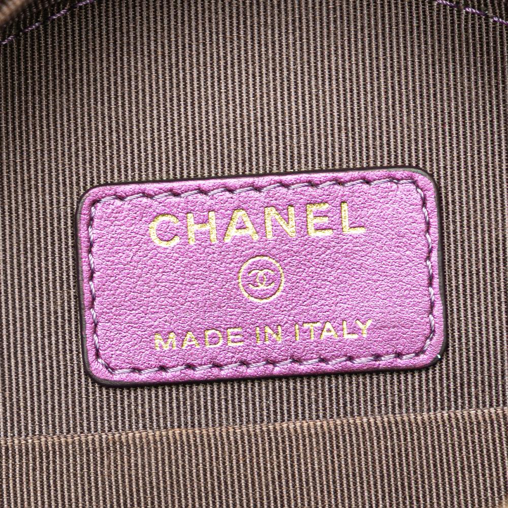Purple Leather Chanel Crossbody Bag