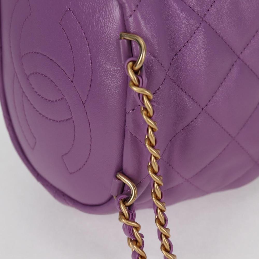Purple Leather Chanel Backpack