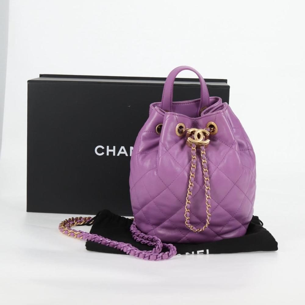 Purple Leather Chanel Backpack