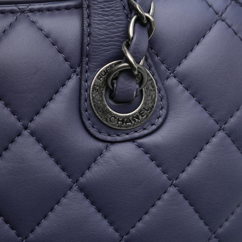 Purple Leather Chanel Tote