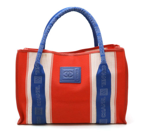 Red Canvas Chanel Tote