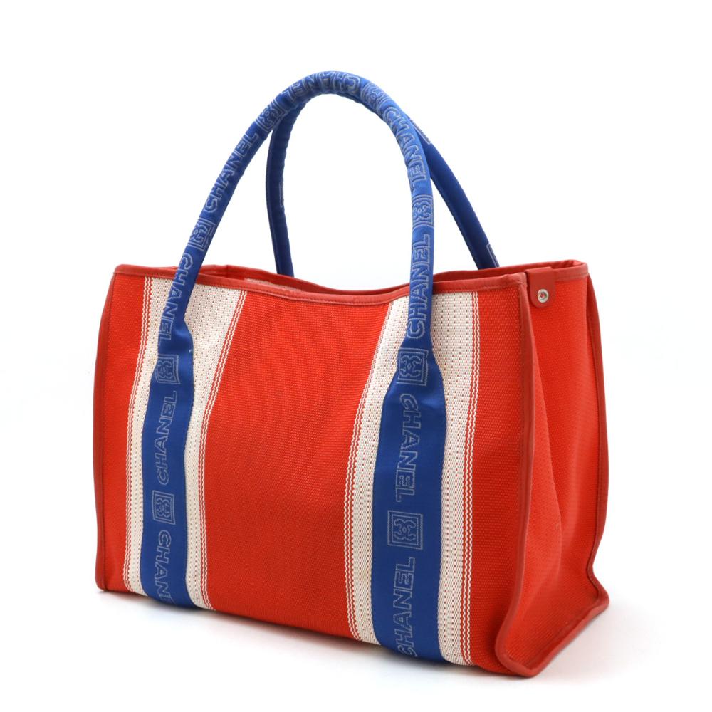 Red Canvas Chanel Tote