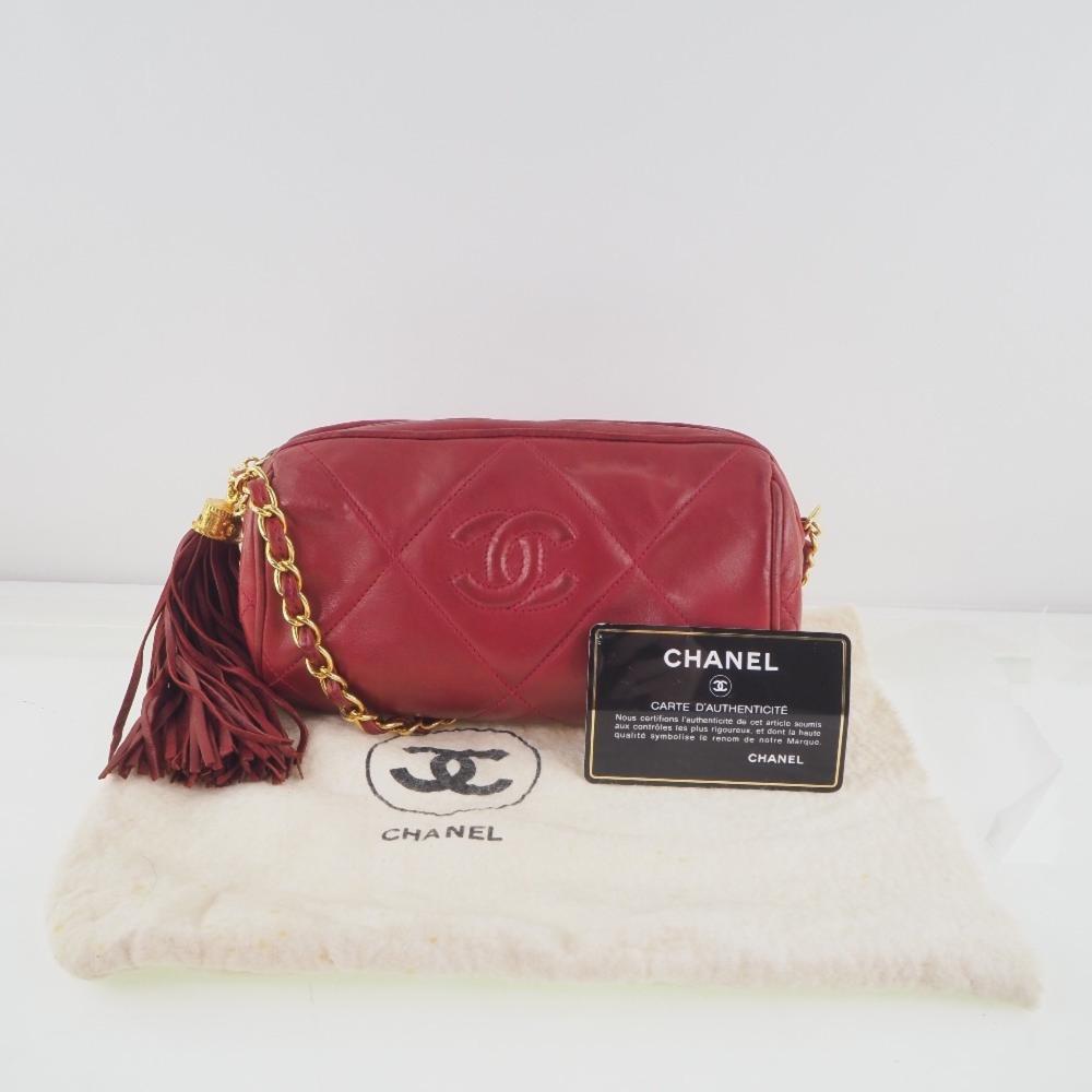 Red Fabric Chanel Shoulder Bag