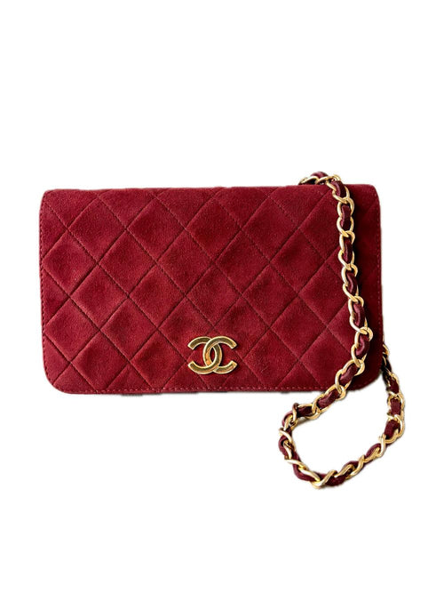 Red Fabric Chanel Shoulder Bag