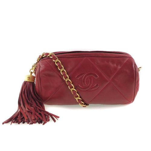 Red Fabric Chanel Shoulder Bag