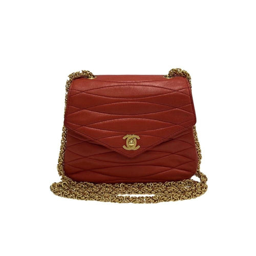 Red Fabric Chanel Shoulder Bag