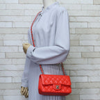 Red Fabric Chanel Shoulder Bag