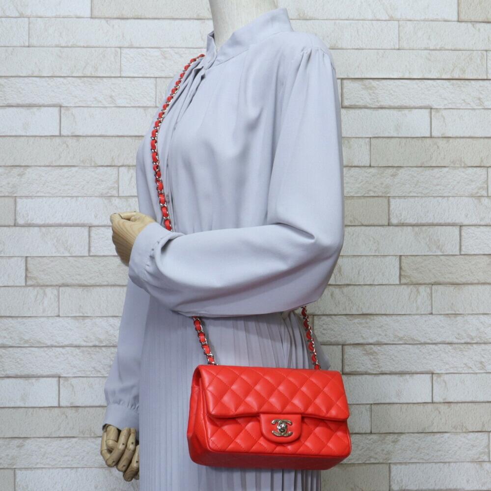 Red Fabric Chanel Shoulder Bag