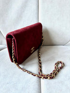 Red Fabric Chanel Shoulder Bag