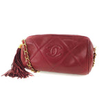 Red Fabric Chanel Shoulder Bag