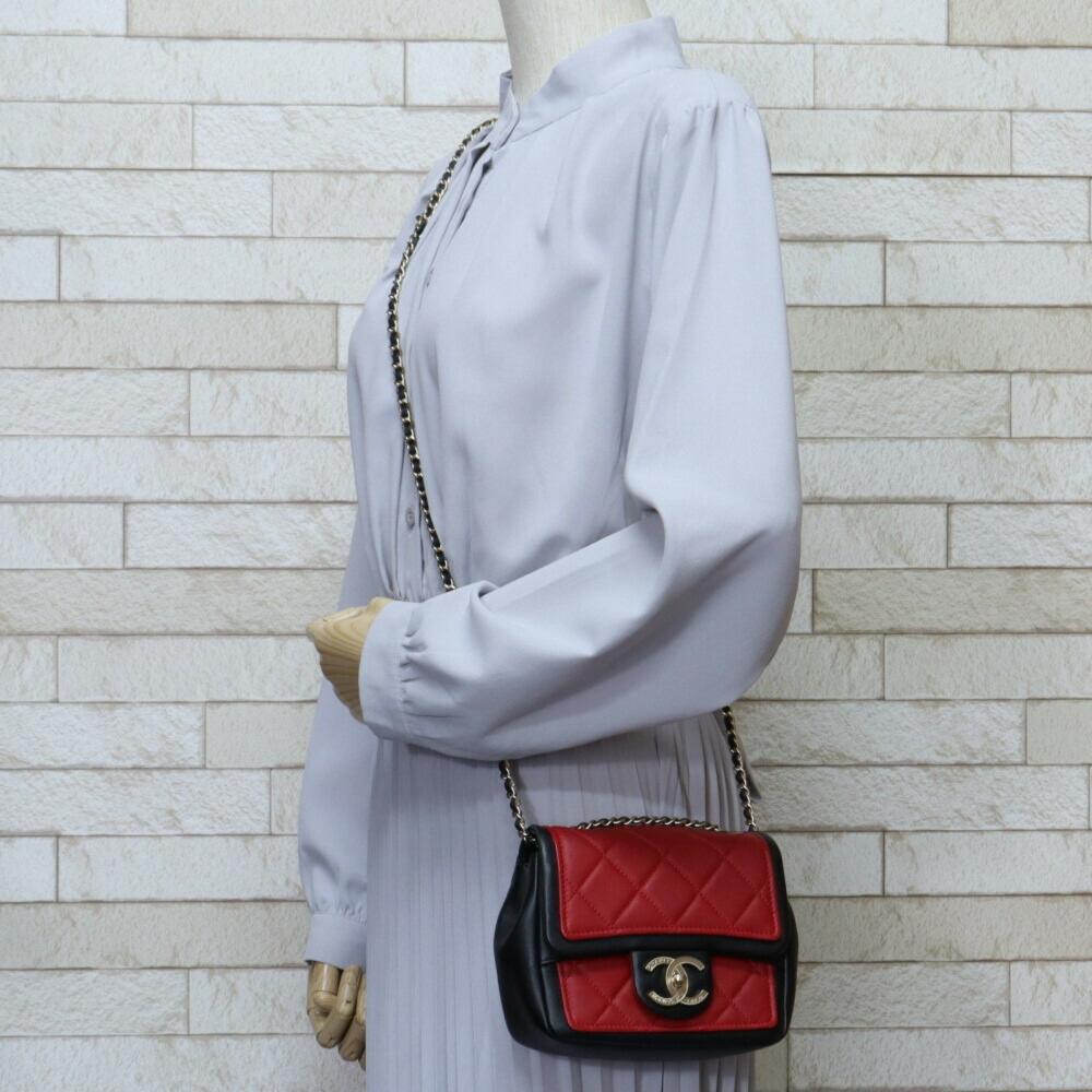Red Fabric Chanel Shoulder Bag