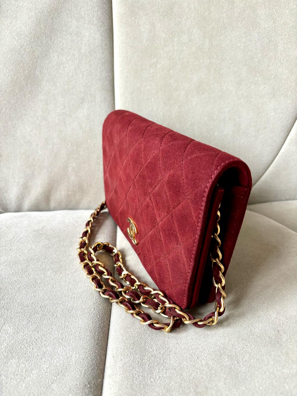 Red Fabric Chanel Shoulder Bag
