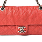 Red Fabric Chanel Shoulder Bag