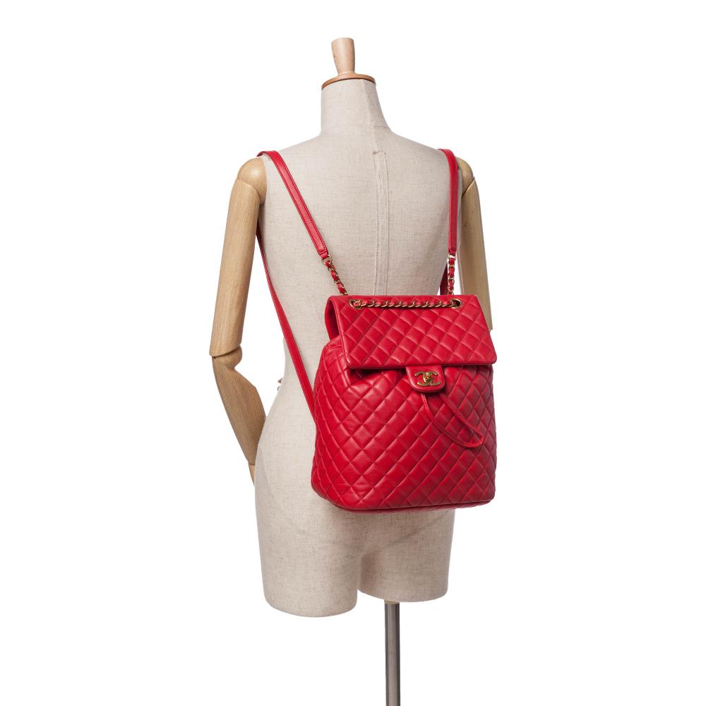 Red Leather Chanel Backpack