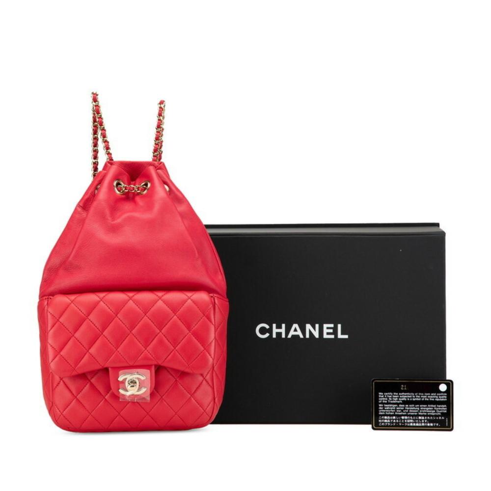 Red Leather Chanel Backpack