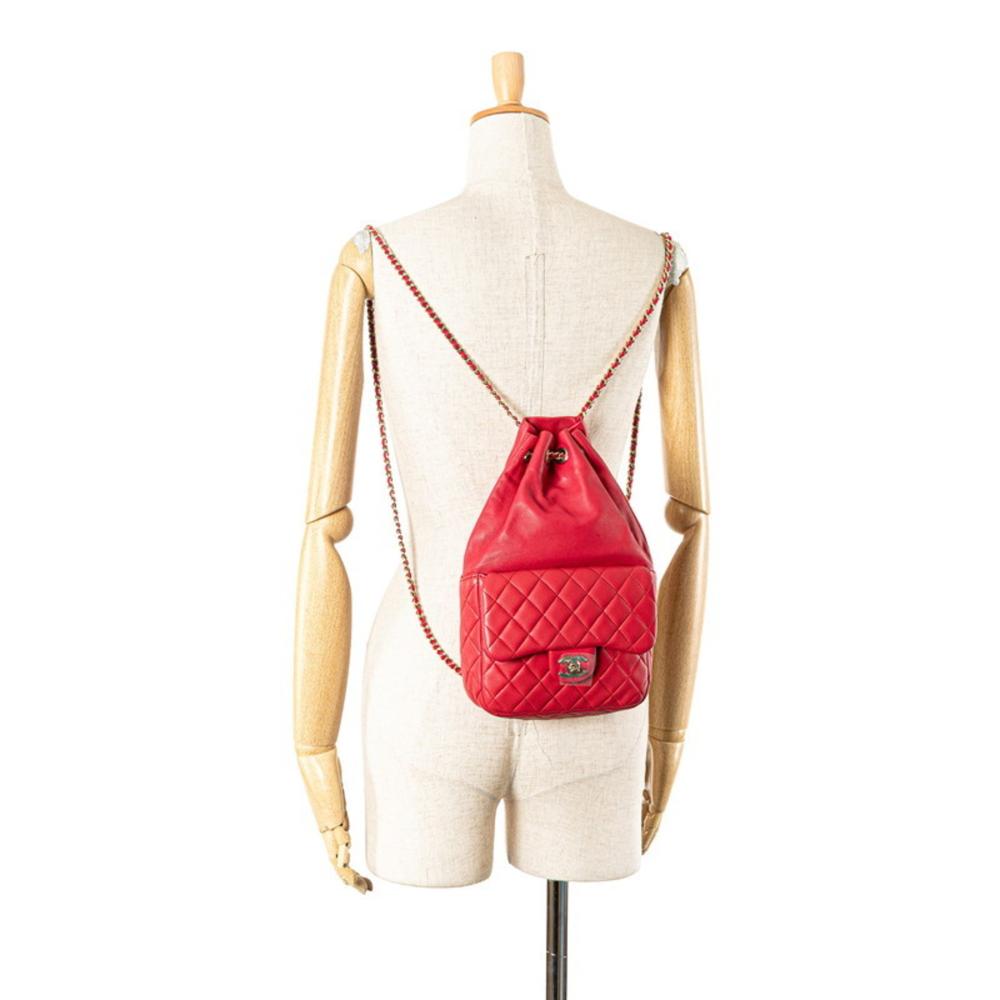 Red Leather Chanel Backpack