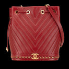 Red Leather Chanel Bucket Bag