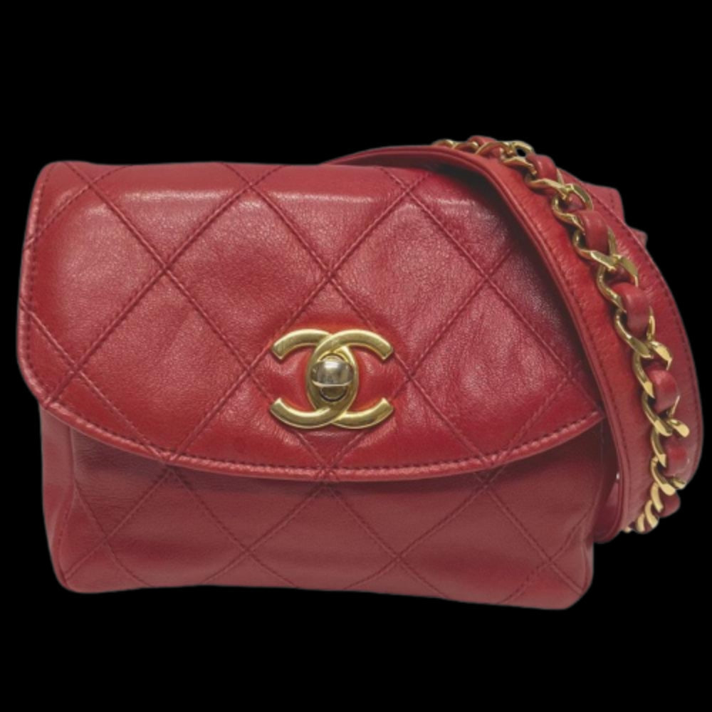 Red Leather Chanel Belt Bag