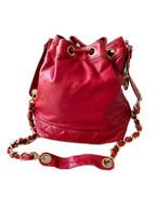 Red Leather Chanel Bucket Bag