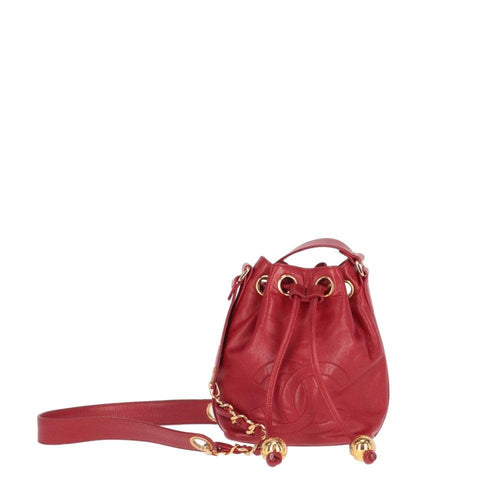 Red Leather Chanel Bucket Bag