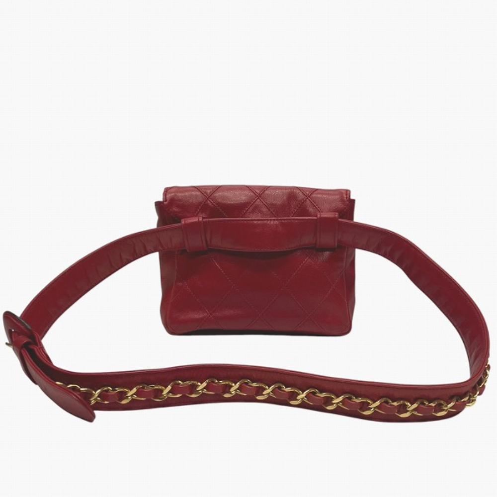 Red Leather Chanel Belt Bag