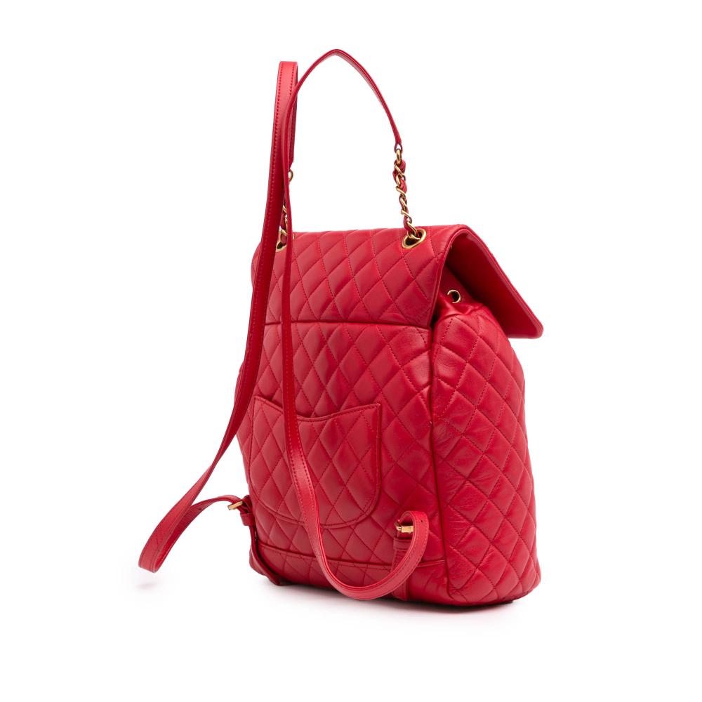 Red Leather Chanel Backpack