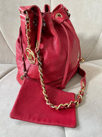 Red Leather Chanel Bucket Bag