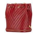 Red Leather Chanel Bucket Bag