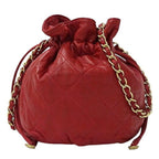Red Leather Chanel Bucket Bag