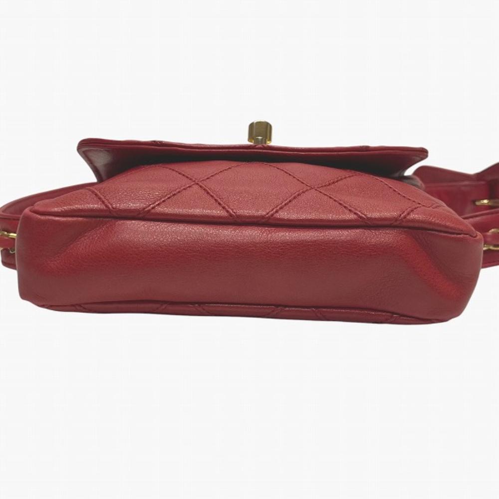 Red Leather Chanel Belt Bag