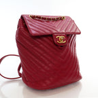 Red Leather Chanel Backpack