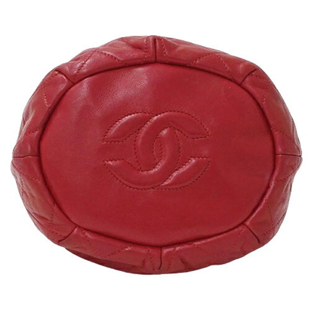 Red Leather Chanel Bucket Bag
