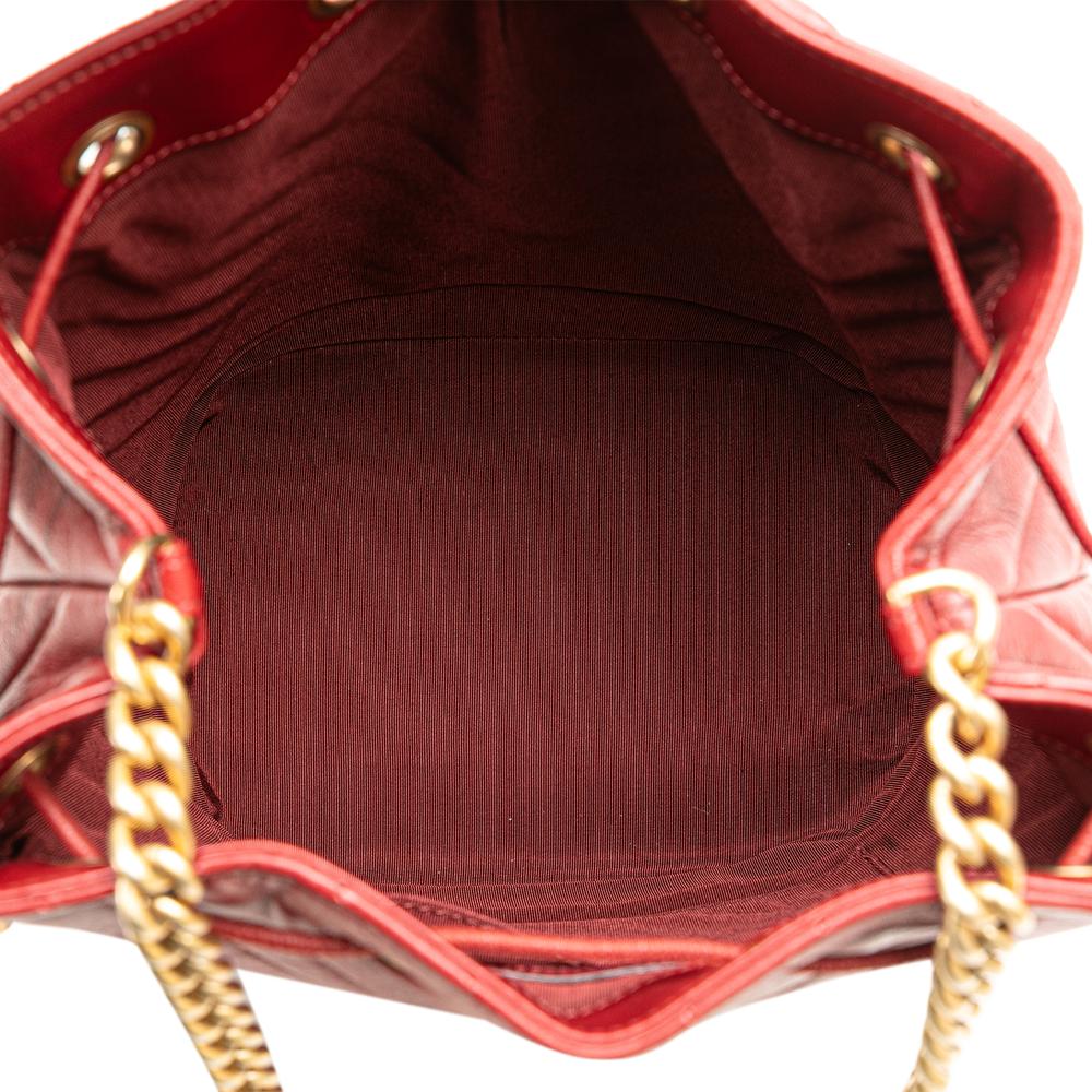 Red Leather Chanel Bucket Bag
