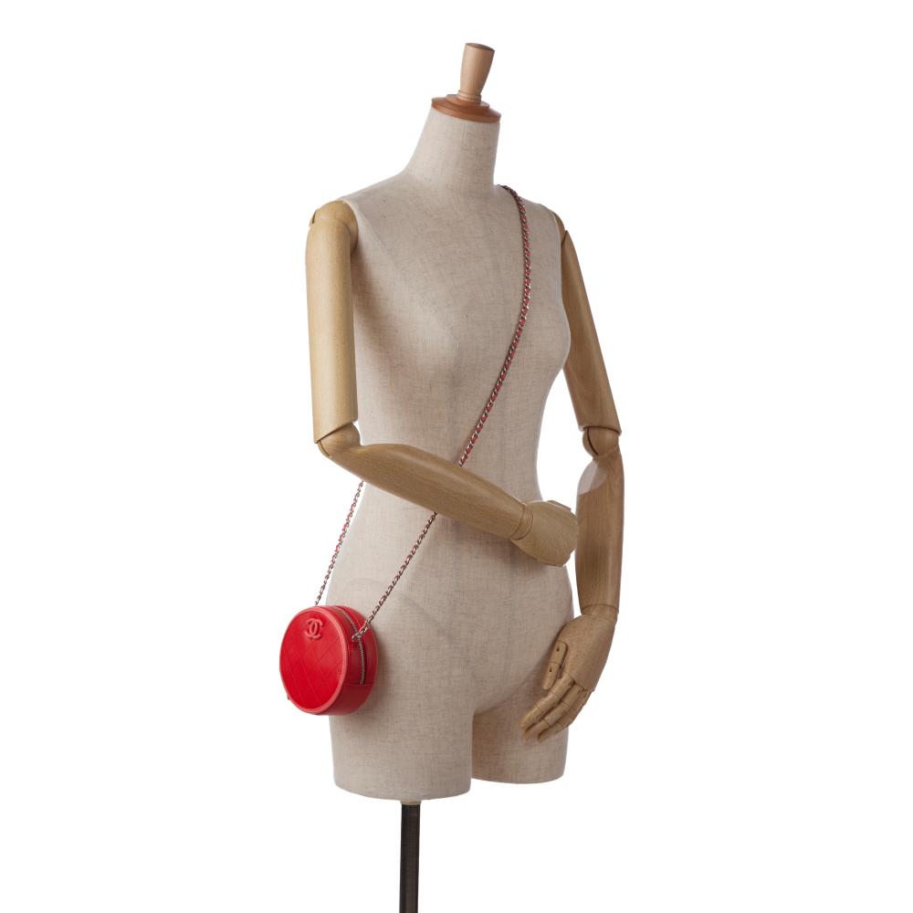 Red Leather Chanel Crossbody Bag
