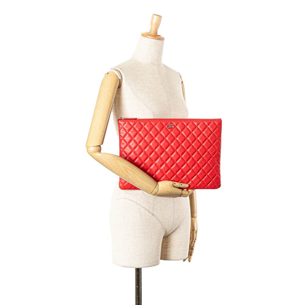 Red Leather Chanel Clutch