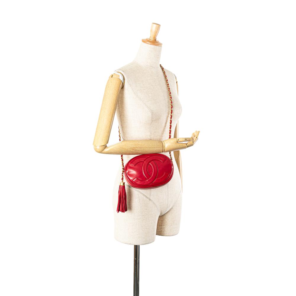 Red Leather Chanel Crossbody Bag