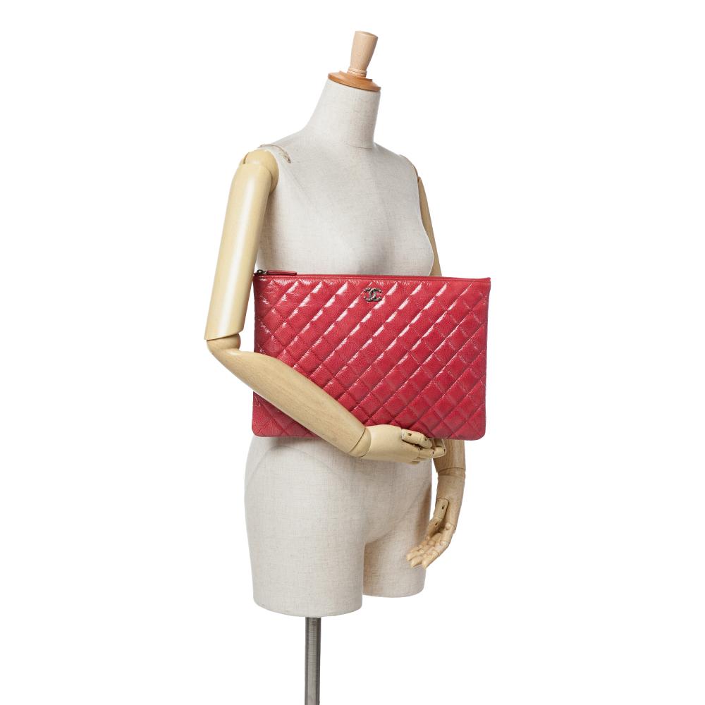Red Leather Chanel Clutch