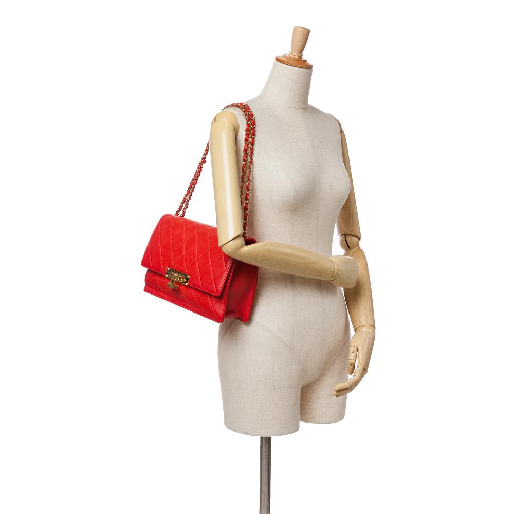 Red Leather Chanel Flap Bag