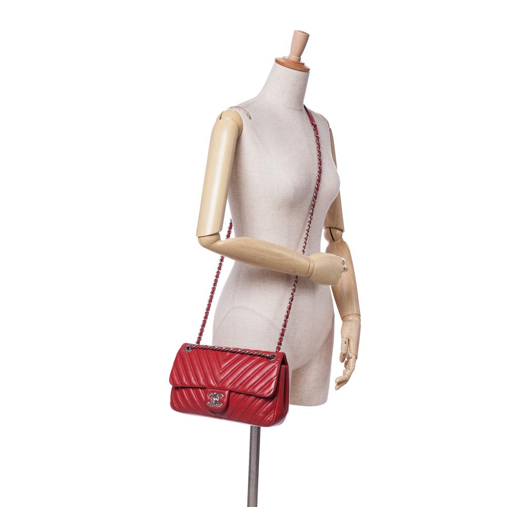 Red Leather Chanel Flap Bag