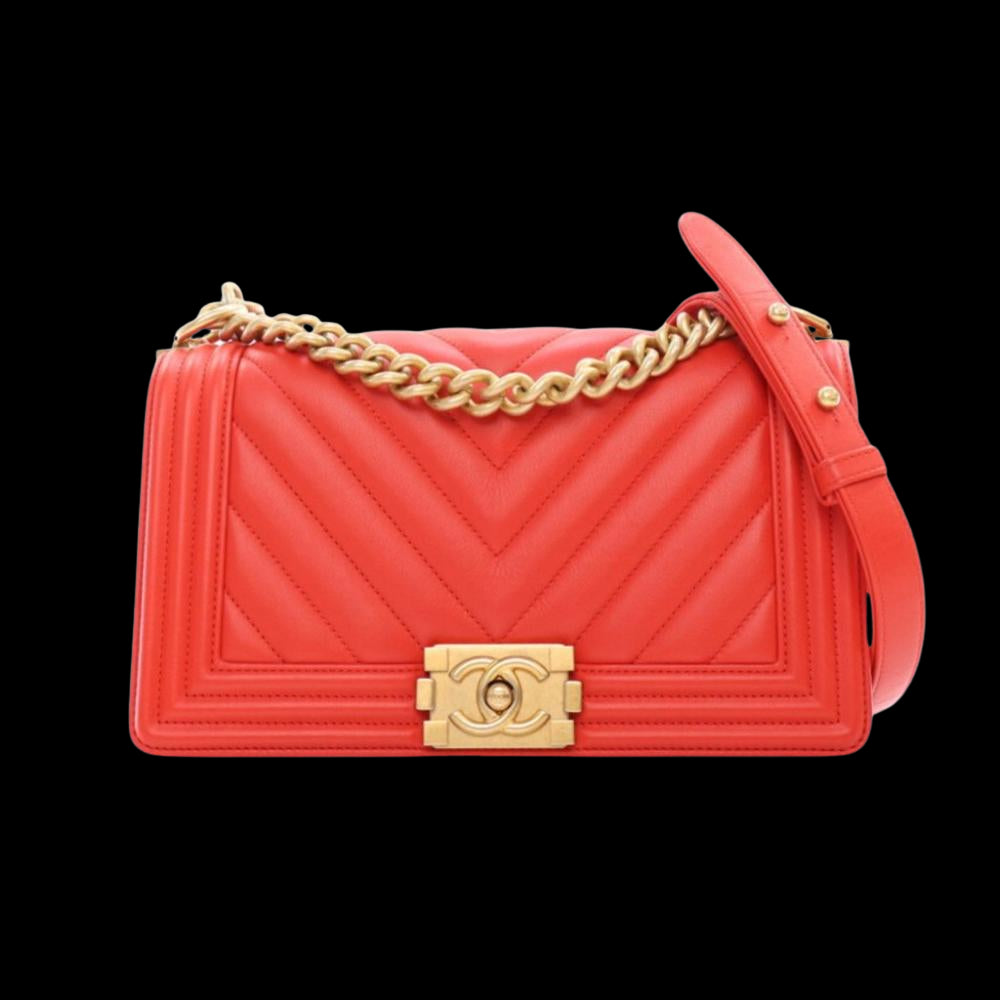 Red Leather Chanel Flap Bag