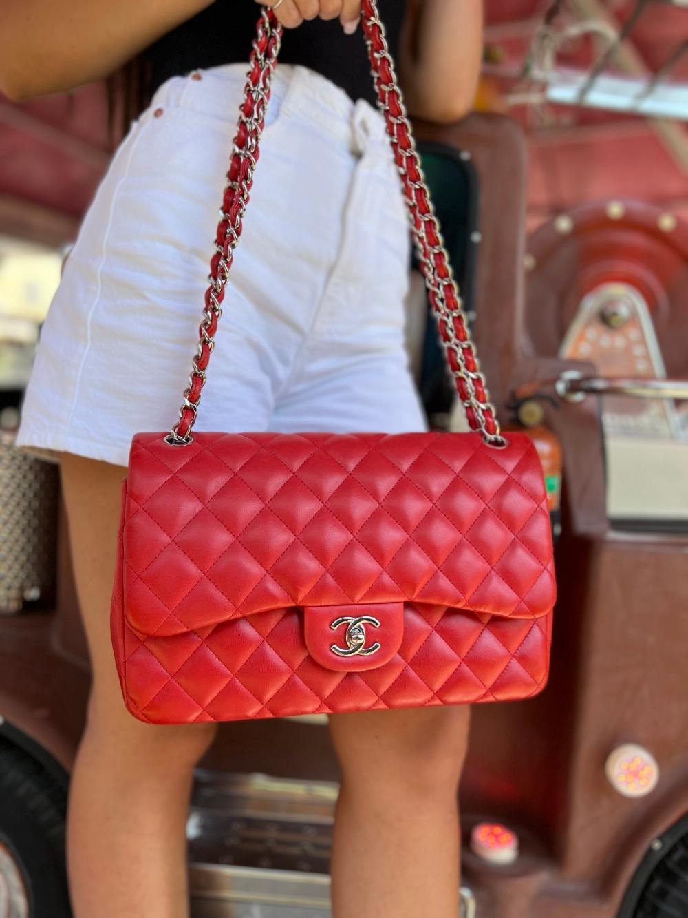 Red Leather Chanel Flap Bag