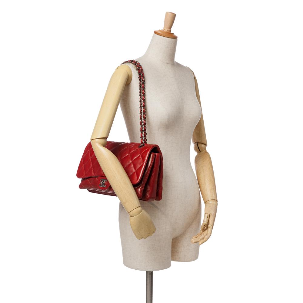 Red Leather Chanel Flap Bag