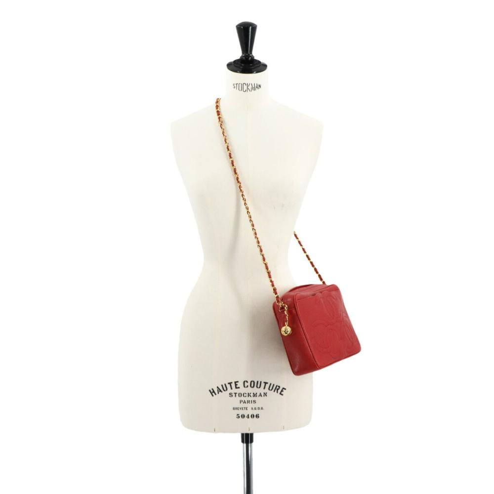 Red Leather Chanel Shoulder Bag