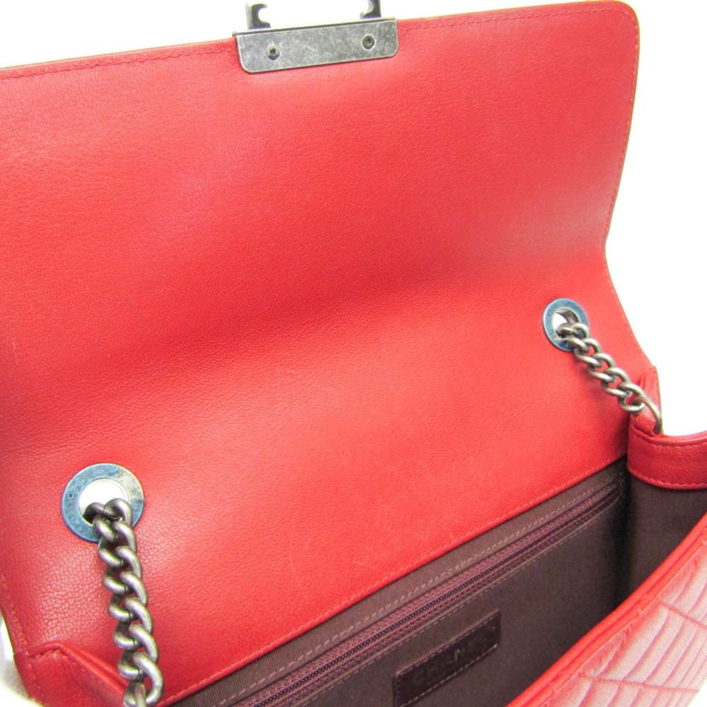 Red Leather Chanel Shoulder Bag