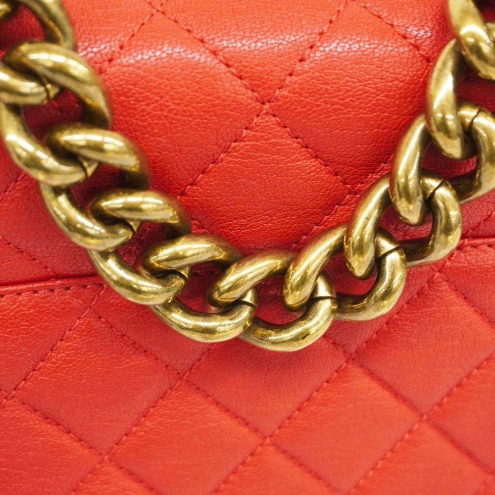 Red Leather Chanel Shoulder Bag