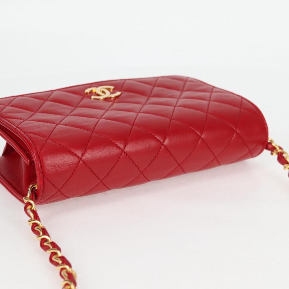 Red Leather Chanel Shoulder Bag