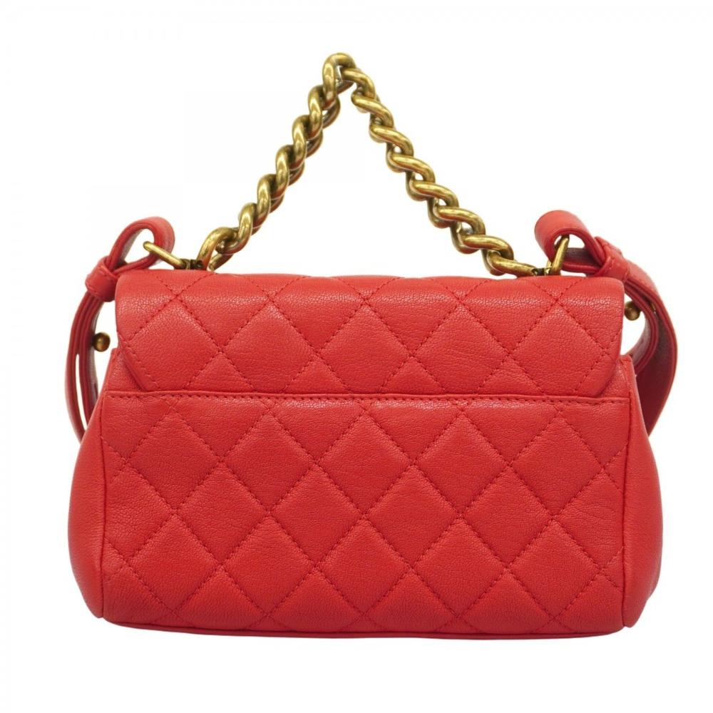 Red Leather Chanel Shoulder Bag